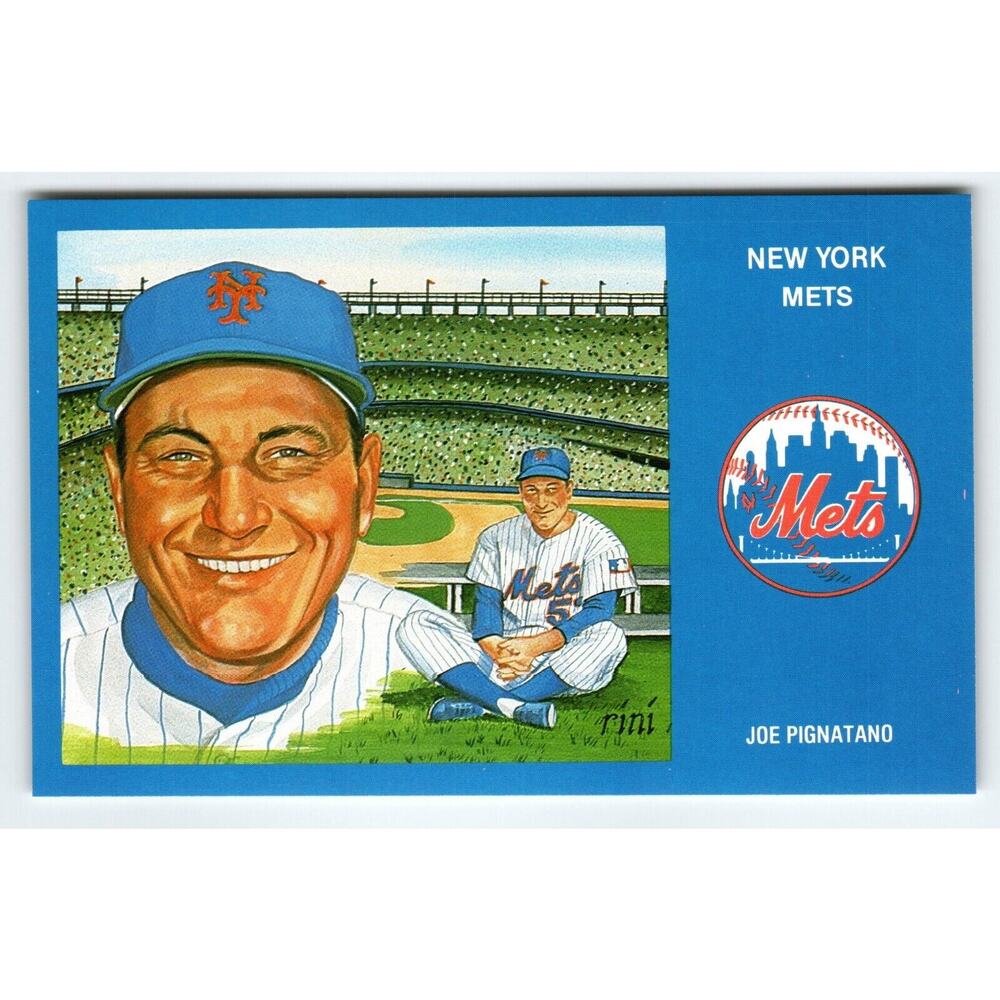 1969 NY Mets Baseball Postcard Susan Rini Joe Pignatano Unused Limited Edition